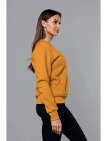 Dámská tepláková mikina v hořčicové barvě se stahovacími lemy model 17038472 - J.STYLE
