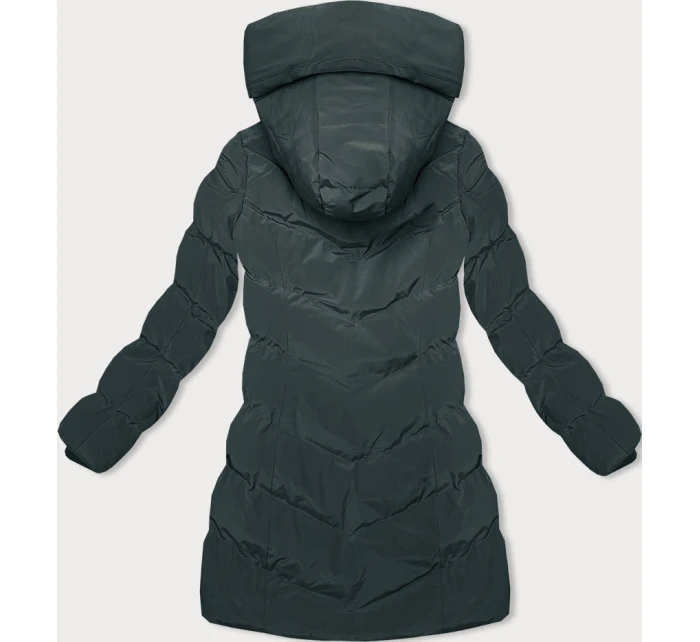 Tmavě zelená zimní bunda s kapucí model 21246079 - LHD Tmavě zelená zimní bunda s kapucí model 21246079 - LHD