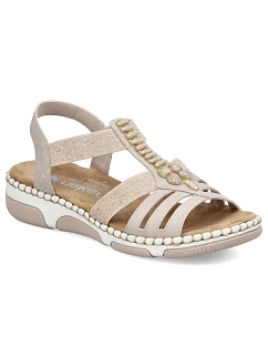 Dámské sandály na podpatku Romans beige Rieker 66201-62