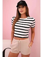 Dámské šortky z bavlny s tkaničkou béžové