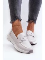 Dámské Kožené Mokasíny Na Platformě Světle Šedé model 21659703 - S.Barski