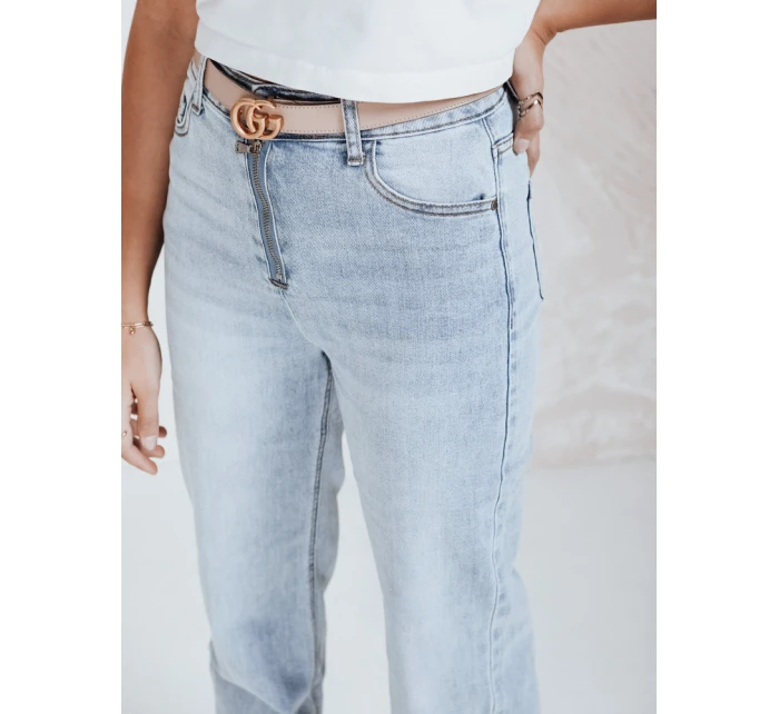 Dámské džíny s vysokým pasem a širokými nohavicemi světle modré FashionStreet UY2786