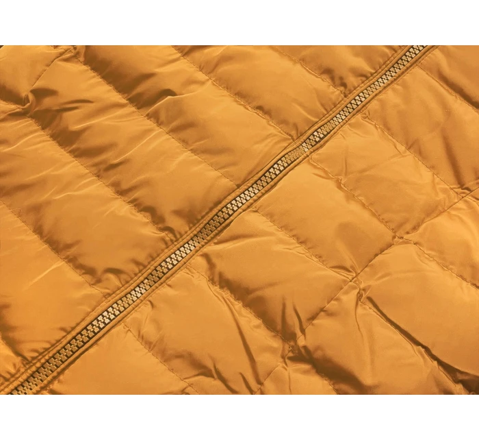 Tmavě žlutá dámská zimní bunda s kožešinovou podšívkou (m-13) Tmavě žlutá dámská zimní bunda s kožešinovou podšívkou (m-13)