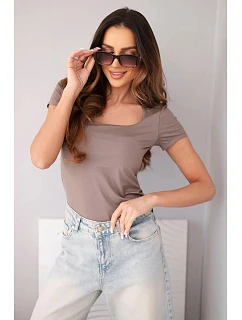 Dámská bambusová halenka s krátkým rukávem a širokým výstřihem basic fango