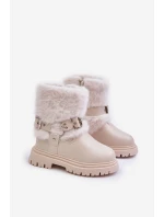 Eko Kožené Boty Pro S Kožíškem A Přezkami Béžové model 21678938 - Boto Eko Kožené Boty Pro S Kožíškem A Přezkami Béžové model 21678938 - Boto