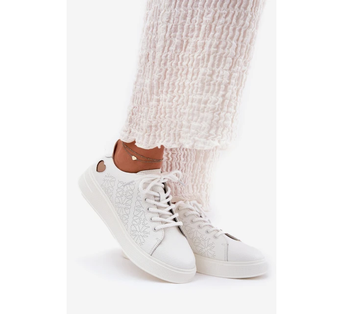 Dámské Kožené Tenisky Na Platformě Vinceza 88018 Bílé