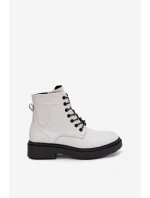 Zateplené dámské kotníkové boty z přírodní kůže model 21712314 bílé - SERGIO LEONE