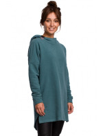 Pletený svetr se lemem tyrkysový model 18002781 - BeWear