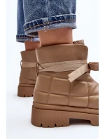 Dámské kotníkové boty s prošíváním a šněrováním Khaki Bizzanti Dámské kotníkové boty s prošíváním a šněrováním Khaki Bizzanti