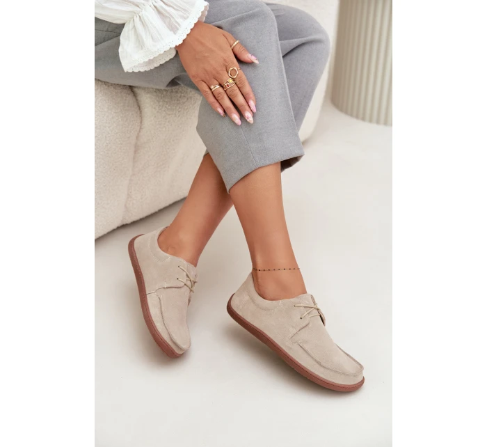 Dámské polobotky typu barefoot z přírodního semiše Zazoo – světle béžové