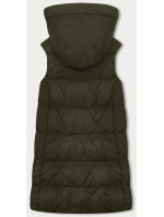 Dámská vesta v khaki barvě s kapucí (B8176-11)