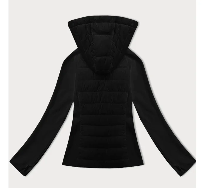 Černá dámská prošívaná bunda z různých spojených materiálů J Style (16M9226-392)