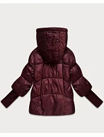 Dámská bunda s pletenými manžetami, oversize, vínová (B6078-27)