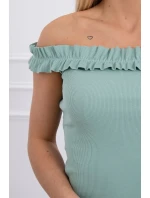 Španělská halenka s volánky tmavě mátová Španělská halenka s volánky tmavě mátová