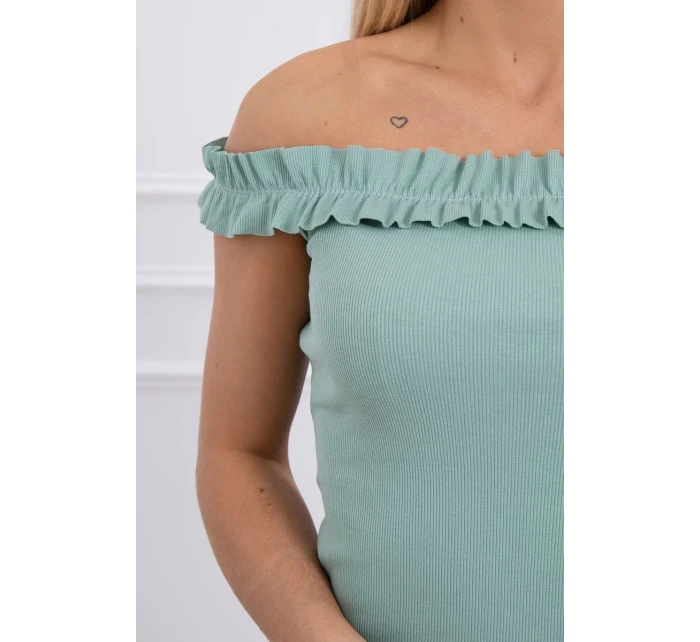 Španělská halenka s volánky tmavě mátová Španělská halenka s volánky tmavě mátová