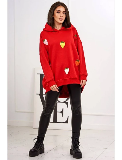 Zateplená mikina s model 19049182 motivem červený - K-Fashion