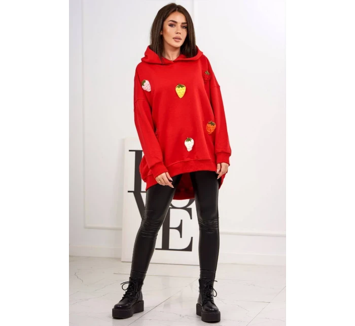Zateplená mikina s jahodovým motivem červený Zateplená mikina s jahodovým motivem červený