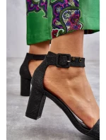 Lesklé sandály na podpatku Černé Maxim Lesklé sandály na podpatku Černé Maxim