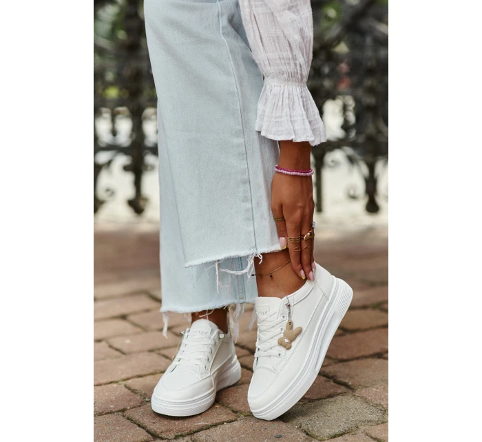 Tenisky Dámské Sportovní Na Platformě S Ozdobou Bílý VINCEZA 13613