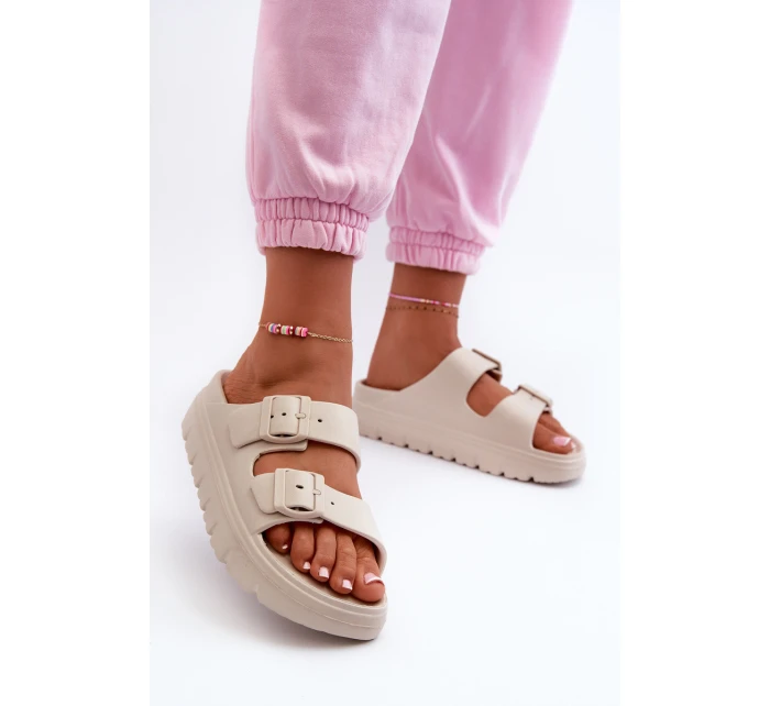 Dámské Pěnové Žabky Na Platformě Béžové model 21665260 - EVENTO Dámské Pěnové Žabky Na Platformě Béžové model 21665260 - EVENTO