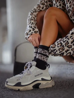 Dámské ponožky se dvěma cákancovými pruhy – černé