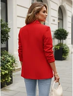 Klasické dámské sako s nařasenými rukávy, červené, FashionStreet PY0152