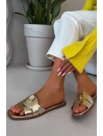 Dámské ploché pantofle s zlatými pásky model 21937376 - Boto