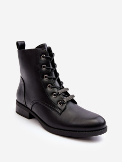 Klasické kožené dámské teplé kotníkové boty S.Barski Black