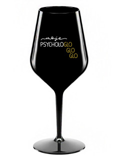 MOJE PSYCHOLOGLOGLOGLO - černá nerozbitná sklenice na víno 470 ml