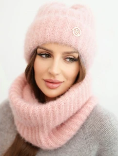 Dámská souprava čepice a šály zimní s ozdobným černá model 21495023 - K-Fashion