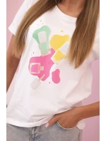 Dámská pruhovaná blůza s V výstřihem a krátkým rukávem béžová Dámská pruhovaná blůza s V výstřihem a krátkým rukávem béžová