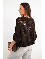 Dámský svetr model 22293746 oversize na knoflíky hnědý - K-Fashion Dámský svetr model 22293746 oversize na knoflíky hnědý - K-Fashion