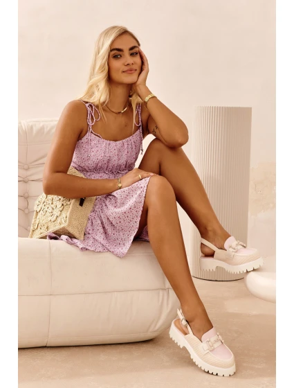 Dámské sandály na ploché podrážce s ozdobou béžové D&A MR38-656