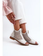 Ažurové Sandály Na Zip Bílé model 21659870 - Zazoo