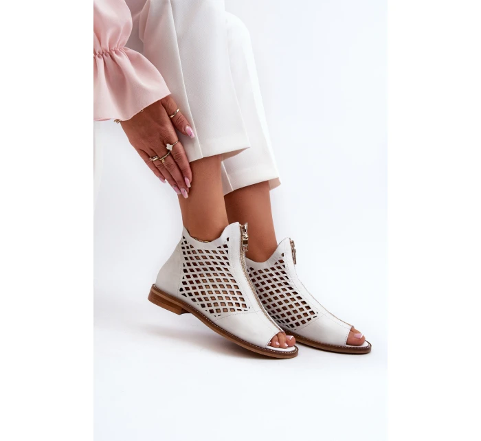 Ažurové Sandály Na Zip Bílé model 21659870 - Zazoo