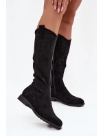 Dámské Kozačky Síťované Na Ploché Podpatky S   Černé model 21713644 - S.Barski