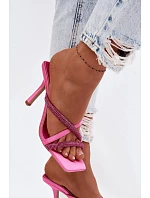 Dámské lodičky na jehlovém podpatku s pásky a kamínky fuchsiové model 22103243 - Boto Dámské lodičky na jehlovém podpatku s pásky a kamínky fuchsiové model 22103243 - Boto