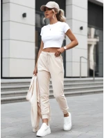 Dámské krémové velurové tepláky FashionStreet UY2841