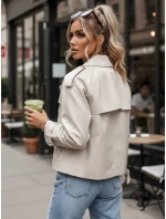 Trencz damski krótki elegancki klasyczny krój jasnobeżowy FashionStreet NY0772