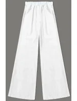 Široké bílé dámské pruhované kalhoty model 20144632 - MADE IN ITALY