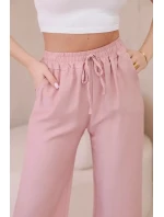 Viskózové kalhoty se širokými nohavicemi tmavě pudrově růžová Viskózové kalhoty se širokými nohavicemi tmavě pudrově růžová