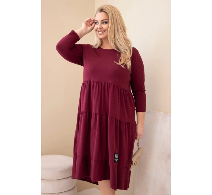 Dámská bavlněná sukýnka Plus Size s volány a ohrnutým rukávem žlutá