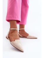 Šněrovací baleríny z ekokože s  světle béžové model 21666763 - Boto