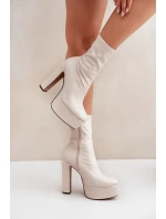 Boty Na Vysokém Podpatku A Platformě Světle Béžové Tennira Boty Na Vysokém Podpatku A Platformě Světle Béžové Tennira