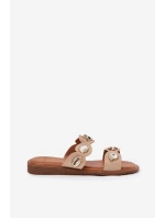 Dámské pantofle se zlatými doplňky béžové Jenoriela Dámské pantofle se zlatými doplňky béžové Jenoriela