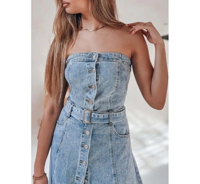 Džínové midi šaty s páskem SUMMER SKY blue FashionStreet EY2585