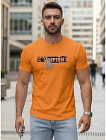 Pánské oranžové bavlněné tričko s potiskem FashionStreet NX5017R