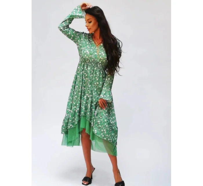 Zelené vzdušné dámské šaty s ozdobnou spodní částí Ann Gissy (DLY017) Zelené vzdušné dámské šaty s ozdobnou spodní částí Ann Gissy (DLY017)