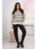 Svetr set Pruhovaná mikina + Kalhoty černý