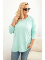 Dámská blůza Plus Size bavlněná s kulatým výstřihem mátová Dámská blůza Plus Size bavlněná s kulatým výstřihem mátová